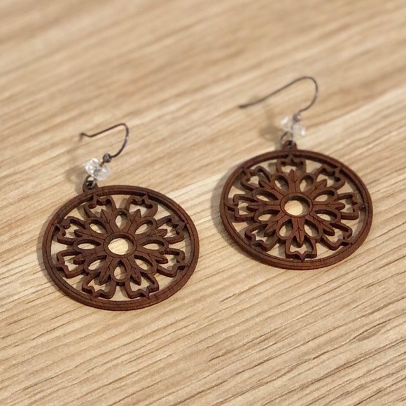 Laser-cut Wood Earrings - Picture 2 of 4
